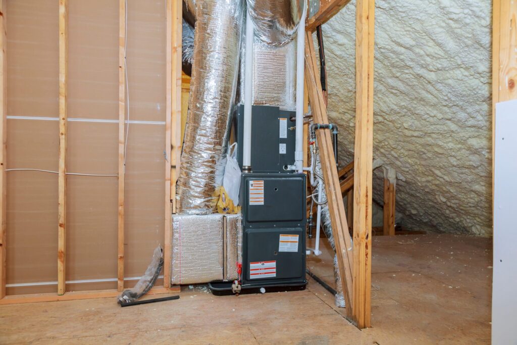 Installation,Of,Heating,System,On,The,Roof,Of,The,Pipe