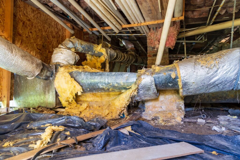 Air,Conditioner,Supply,Duct,Work,In,Need,Of,Repair,And